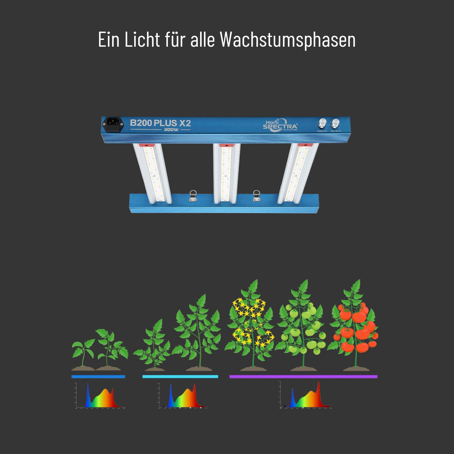Horti Spectra B200 Plus X2 200W LED-Pflanzenlampe mit zwei Lichtkanälen für alle Wachstumsphasen