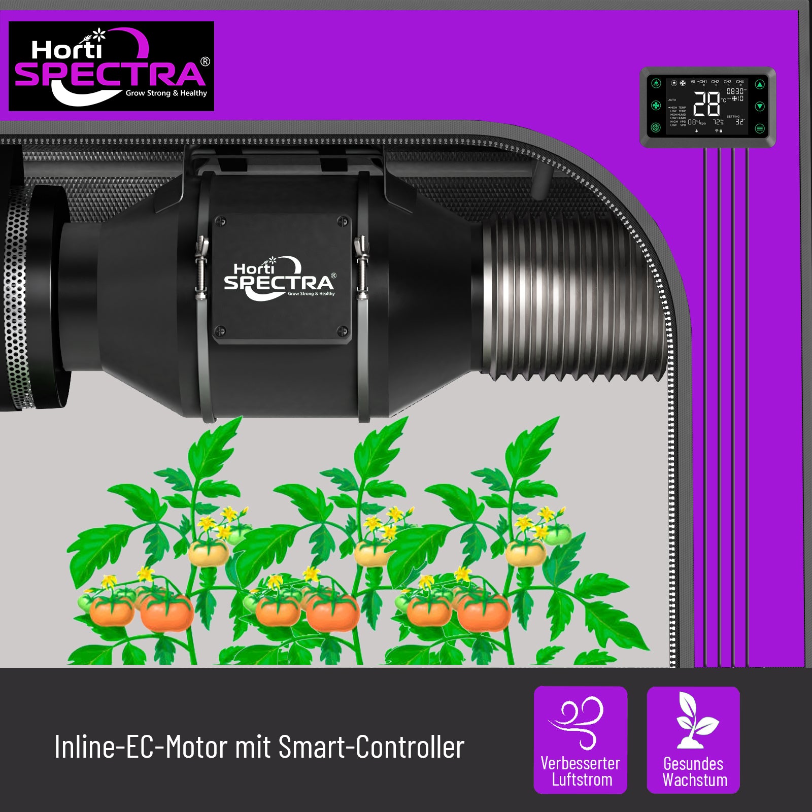 Horti Spectra GP-8080 Grow-Set mit 80×80 cm Grow-Zelt und 300W LED-Pflanzenlampe