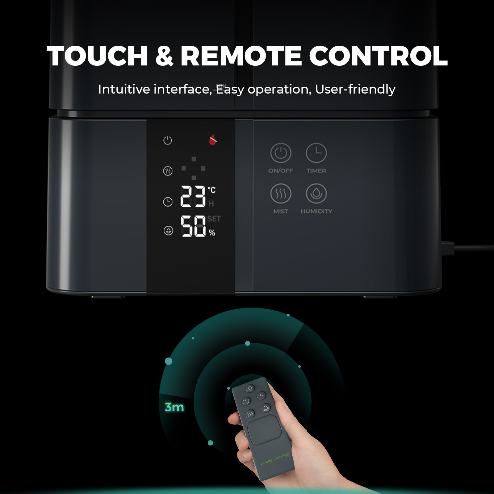 【🔥3x Punkte】Mars Hydro 5L Indoor Cool Mist Luftbefeuchter mit VPD-Feuchtigkeitskontrolle für Grow Tent Gewächshauspflanzen