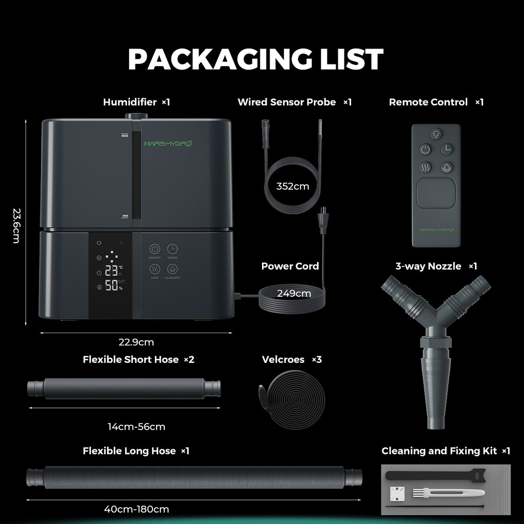 Mars Hydro 5L Luftbefeuchter für Zimmerpflanzen mit iHub Pro Grow-Steckdosenleiste für intelligente Befeuchtungssteuerung