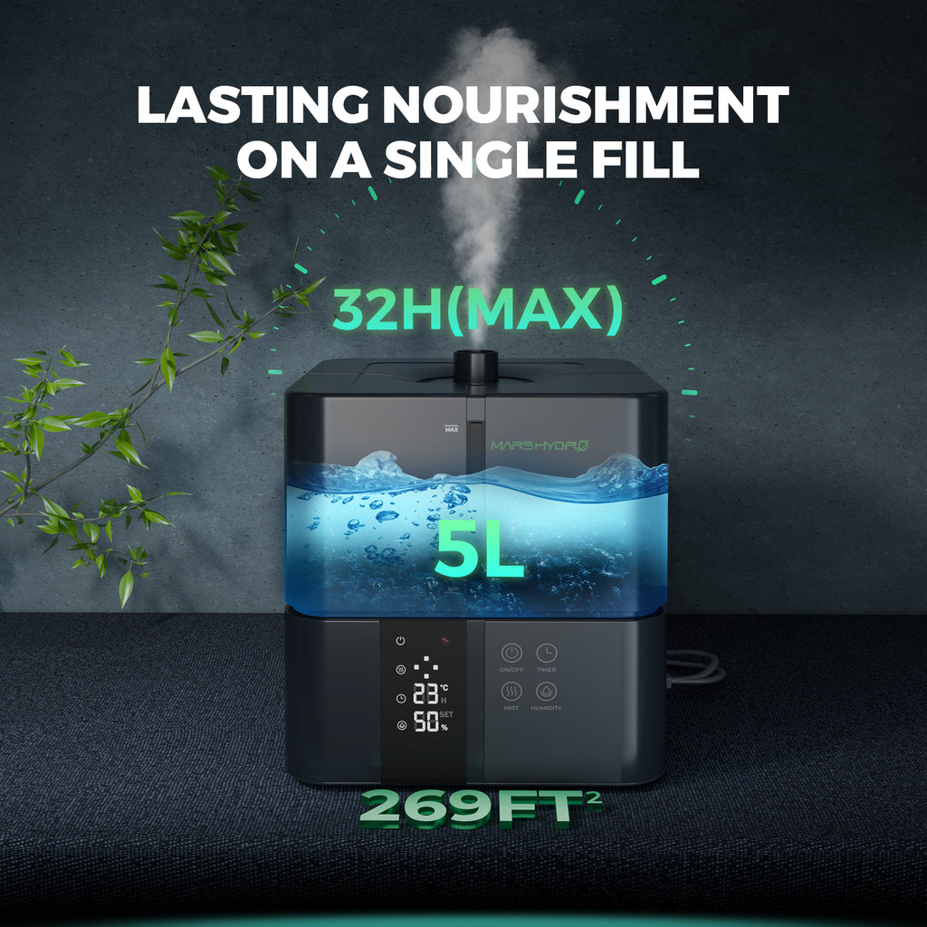 【🔥3x Punkte】Mars Hydro 5L Indoor Cool Mist Luftbefeuchter mit VPD-Feuchtigkeitskontrolle für Grow Tent Gewächshauspflanzen