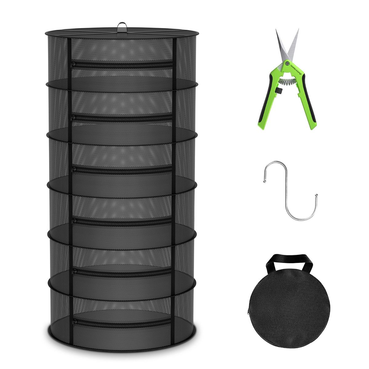 Mars Hydro 6-lagiges Kräuter-Trockengestell aus Netzgewebe mit Gartenschere