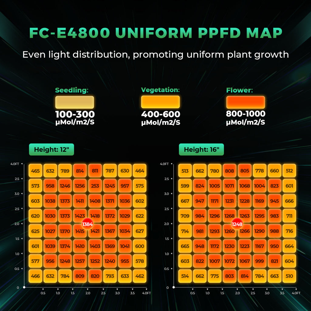 Mars Hydro FC-E 4800 LED Grow Lampe-480W Vollspektrum für 120x120 cm Grow-Zelt