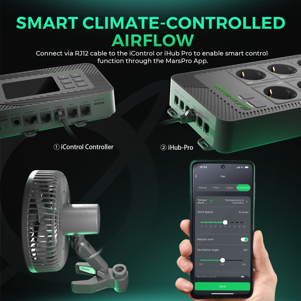 Mars Hydro M6 Grow Tent Clip Fan 6 Zoll Auto-Oszillierender Lüfter