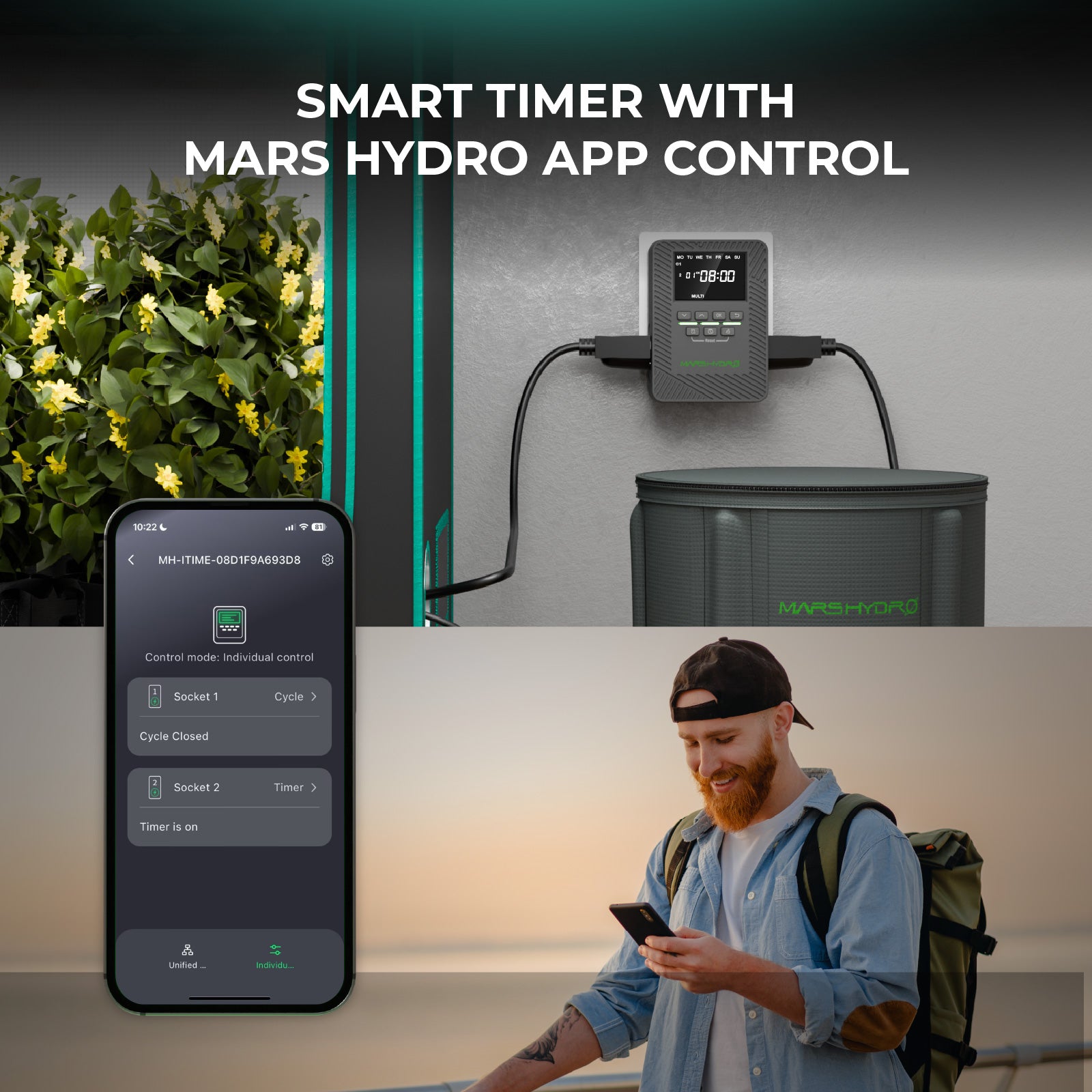 Mars Hydro iTime 2-in-1 Smart Timer – Doppelstecker, App-Fernbedienung und flexible Zeitplanung