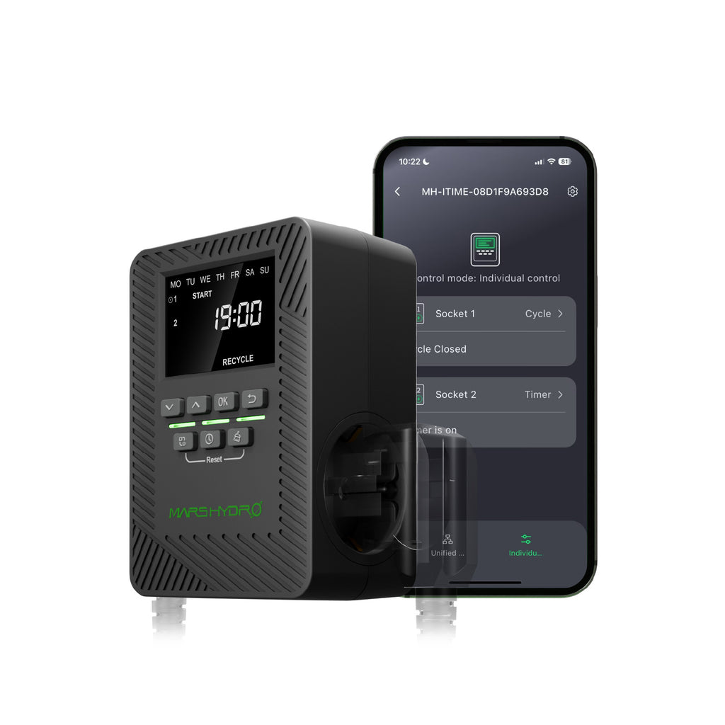 Mars Hydro iTime 2-in-1 Smart Timer – Doppelstecker, App-Fernbedienung und flexible Zeitplanung