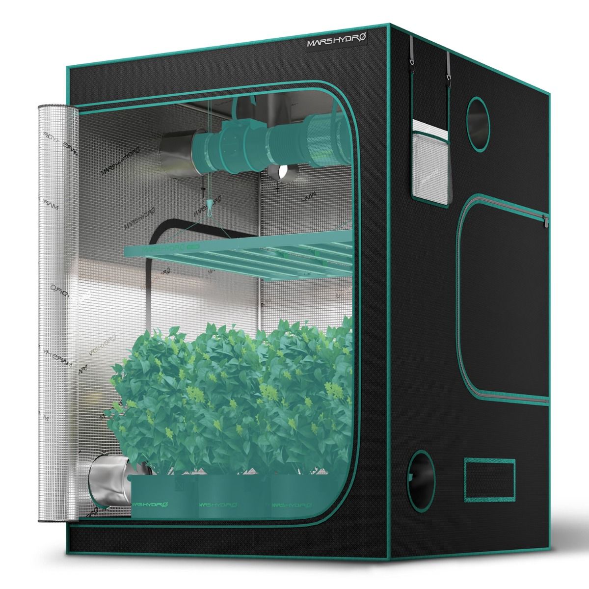 Mars Hydro 150x150x200cm Tragbares Growzelt Silber Mylar Hydroponic Dunkelgrün Zimmer Growbox Growzelt