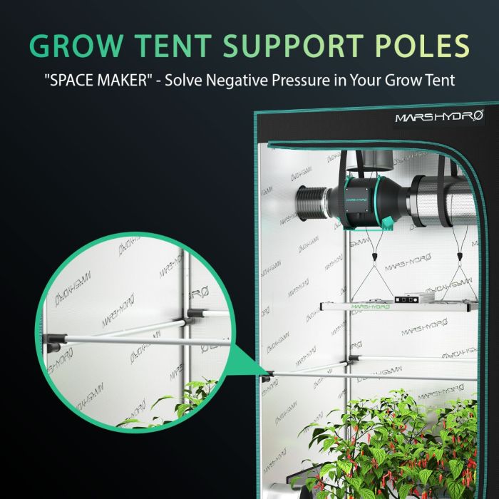 Mars Hydro Growzelt-Seitenstützstangen-Kits, High CFM-Kit, 4'X4′ (120CMX120CM)