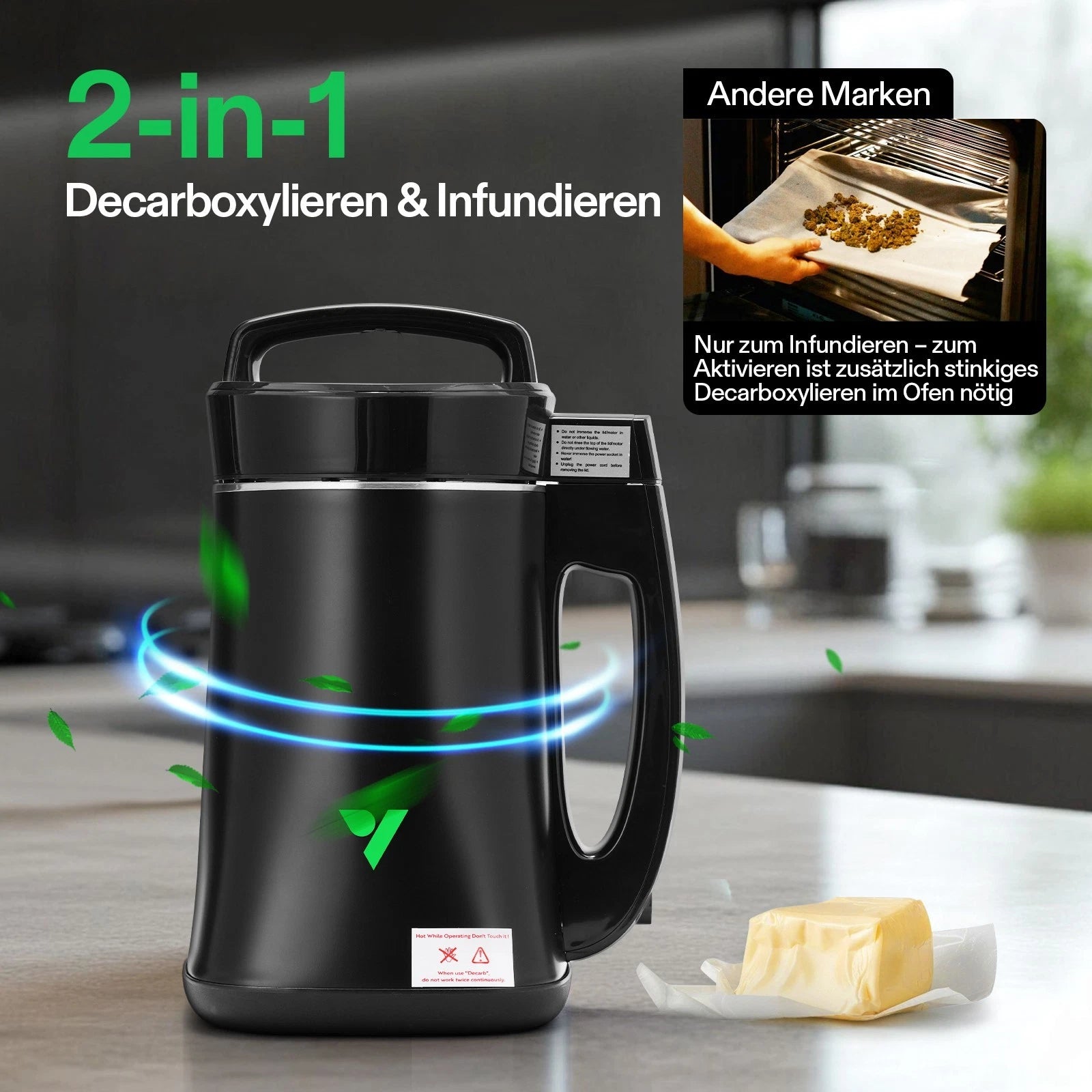 Vivosun Kräuter-Infusionsgerät mit Decarboxylierer – für Butter, Öl & Tinkturen, inkl. Rezepte & Zubehör