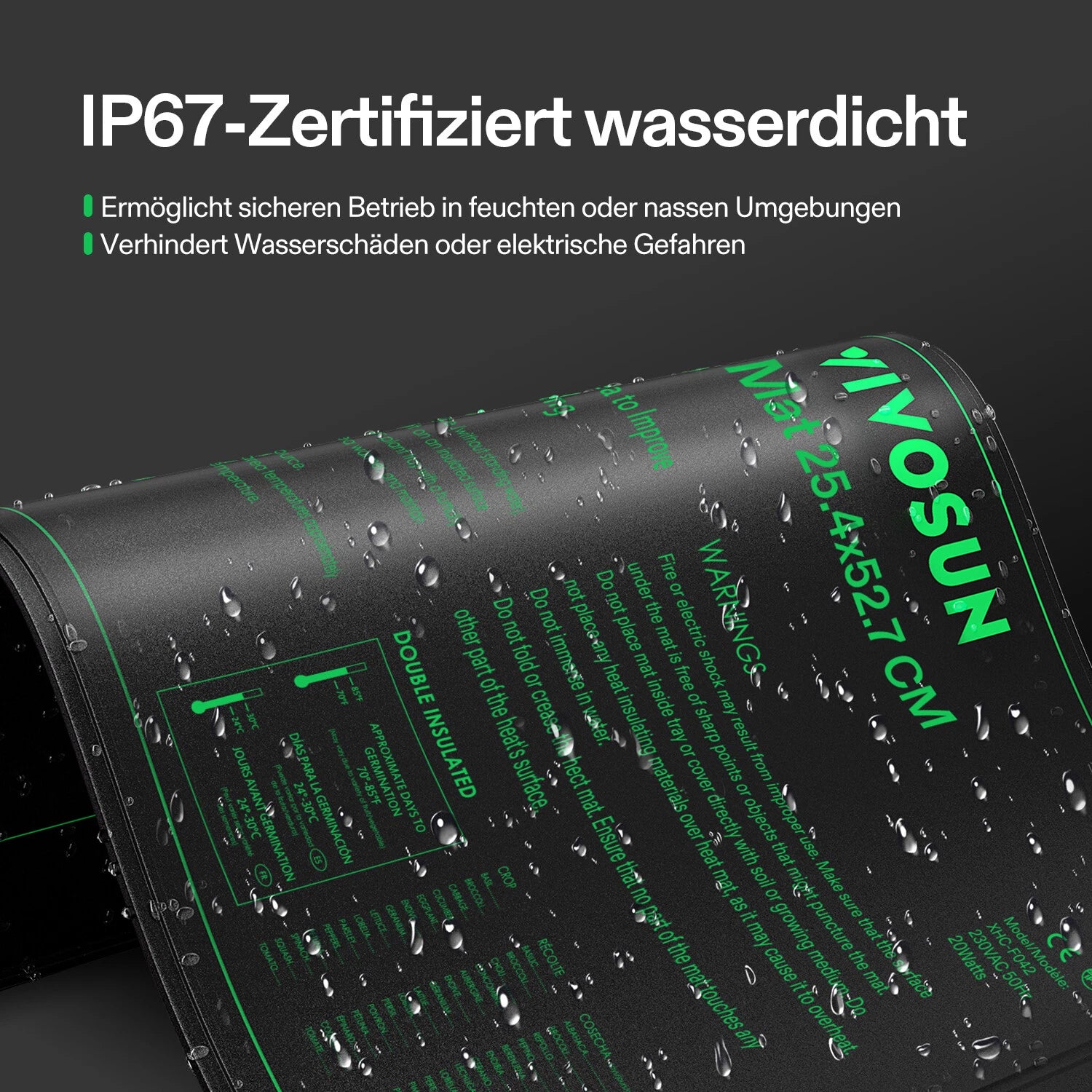 Vivosun Heizmatte für Setzlinge, 25 x 53 cm, 6er-Pack