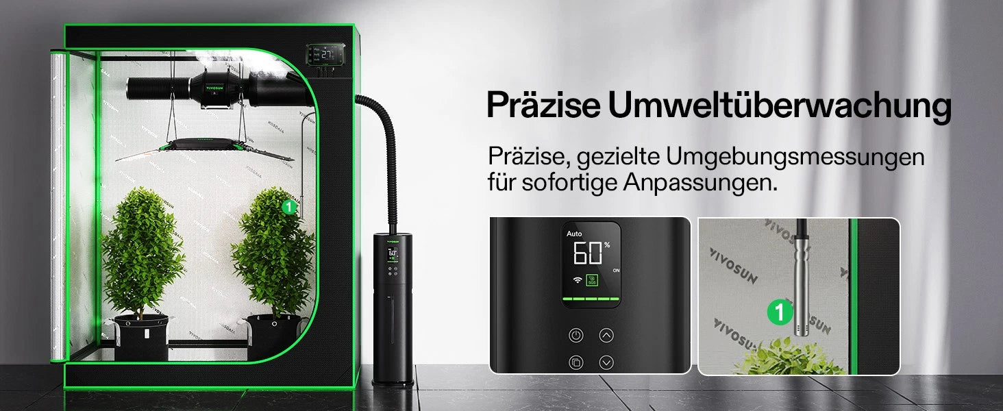 Vivosun AeroStream H09 Smarter Luftbefeuchter 9L mit Temperatur- und Luftfeuchtigkeitssonde
