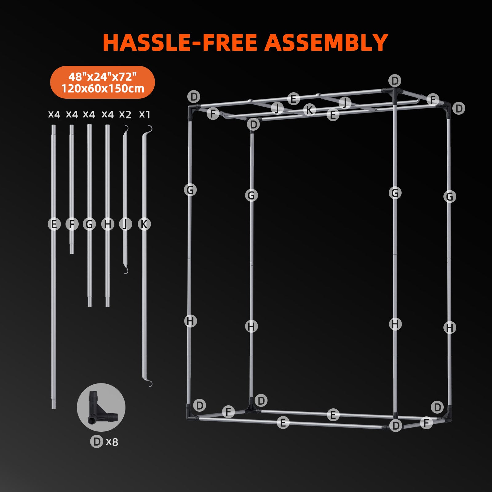 Spider Farmer 120x60x150cm Hochreflektierendes Growzelt 1680D Hydroponik-Pflanzenraum für optimales Pflanzenwachstum und Klimakontrolle Growbox