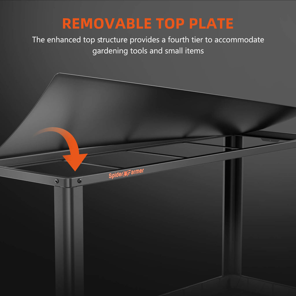 Spider Farmer® 3Bars Glow80 80W LED-Pflanzenlampe und Metall-Pflanzenständer mit Pflanzschalen