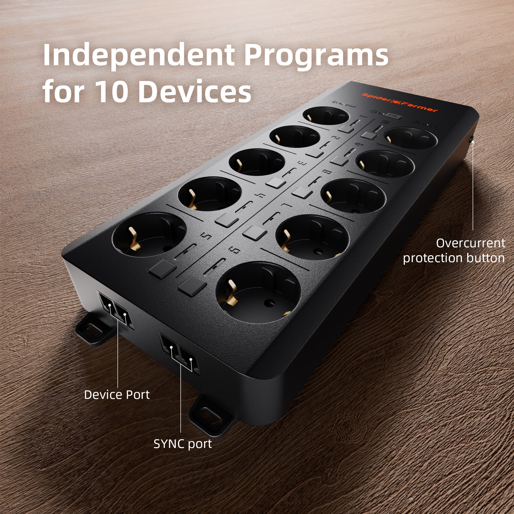 Spider Farmer Tropfbewässerungssystem für Pflanzen vor – inklusive Wasserpumpe, 8 Tropfemittern und GGS AC10 Steckdosenleiste für intelligente Bewässerungssteuerung.