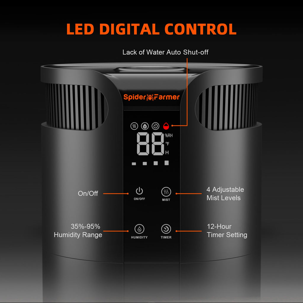 Spider Farmer 16L Ultraschall-Luftbefeuchter mit Kaltvernebelung, Temperatur- und Feuchtigkeitssonde für Pflanzen im Indoor-Growzelt