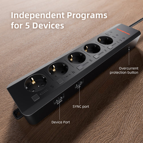 Aktualisierte neue Version | 2025 Spider Farmer GGS AC5 Mehrfachsteckdose mit 5 Anschlüssen für Klimasteuerung im Grow-Zelt – mit Temperatur-, Luftfeuchtigkeits- und VPD-Messung, Zeitsteuerung, Verlaufsdaten, Bluetooth & WLAN