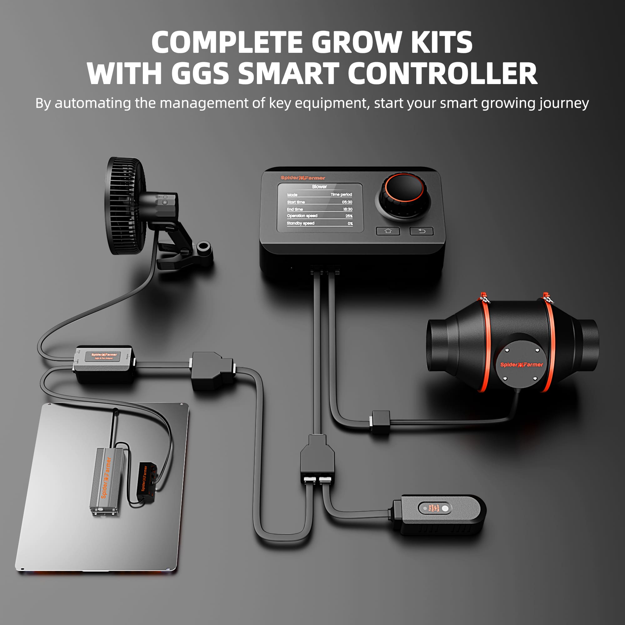 Spider Farmer® 2025 Komplettes Growzelt-Set (240 x 240 x 200 cm) | 4 x SF4000 Vollspektrum-LED-Pflanzenlampen (neueste Version) | 2025 6"-Clip-Ventilator | 2025 6"-Belüftungssystem mit Smart GGS-Controller
