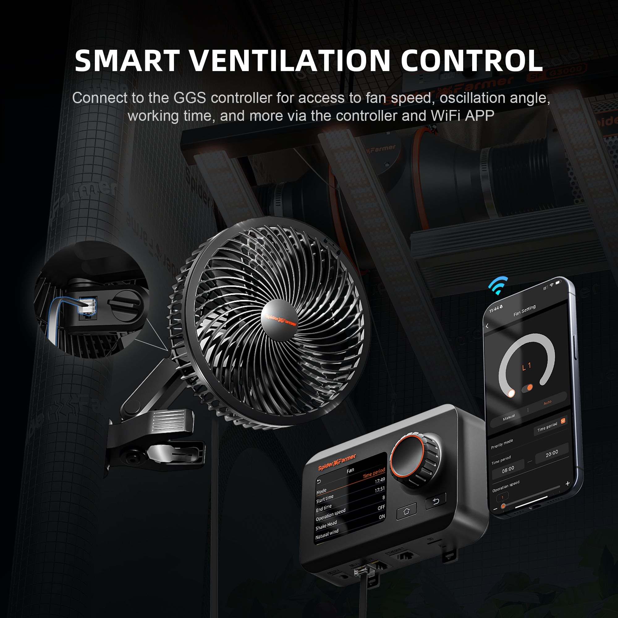 Neue Version 2025: Spider Farmer® 15 cm (6 Zoll) Growzelt-Clip-Ventilator mit EC-Motor, 10 Geschwindigkeitsstufen, 10-stufiger Weitwinkeloszillation, wasserdicht (IP54) für optimale Pflanzenbelüftung