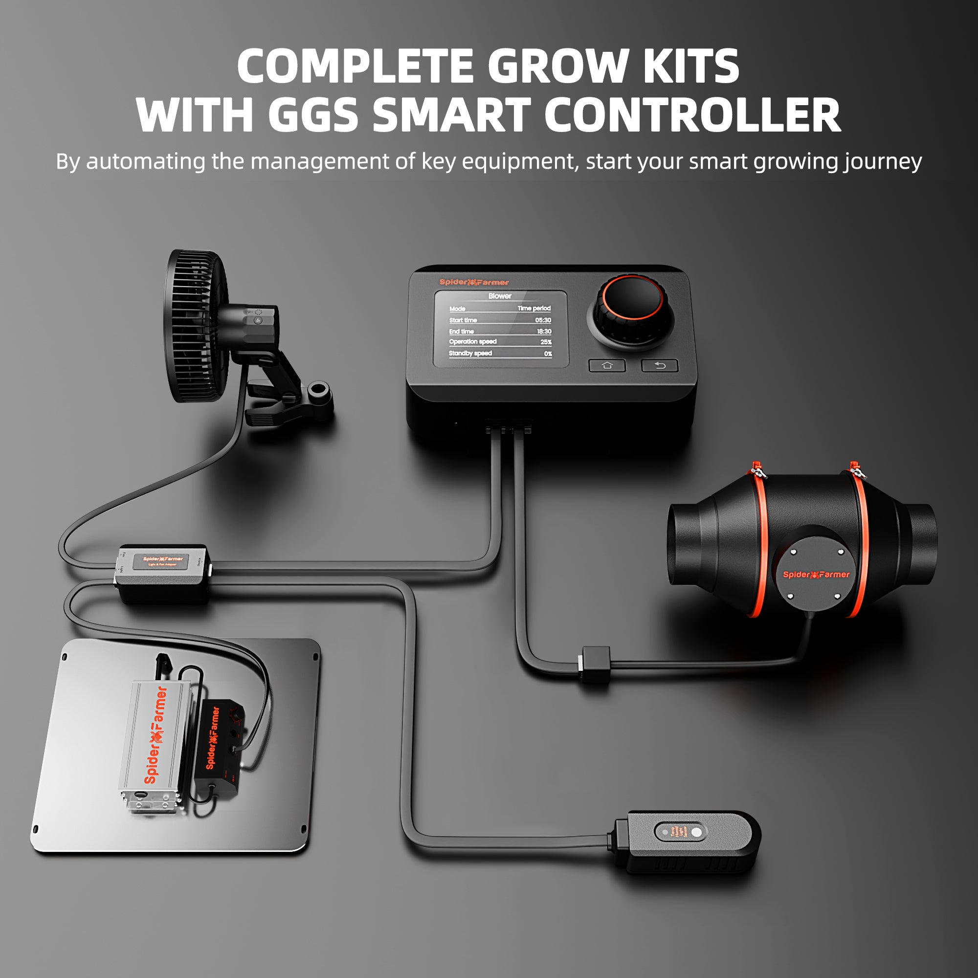 Spider Farmer® 70x70x160cm Komplettes Growzelt-Set (neueste Version 2025) | SF1000 301H EVO Vollspektrum-LED-Pflanzenlampe | 15 cm Clip-Ventilator | 10 cm Belüftungssystem mit GGS-App-Steuerung