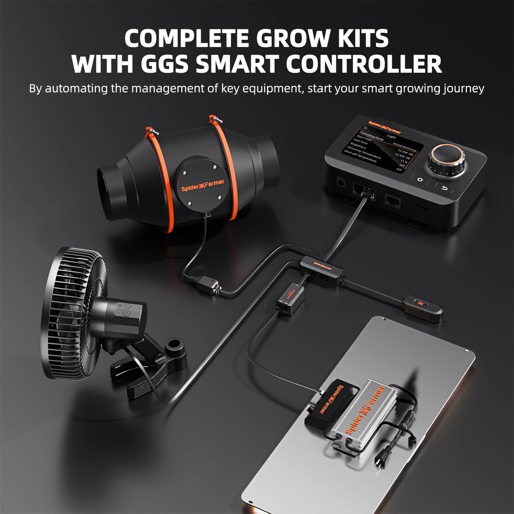 Neuestes Spider Farmer® 120x120x200 cm Komplett-Growzelt-Set (2025) | SF4000 450W Vollspektrum-LED-Pflanzenlampe | 15 cm Belüftungssystem mit Smart GGS Controller | 15 cm Clip-Ventilator