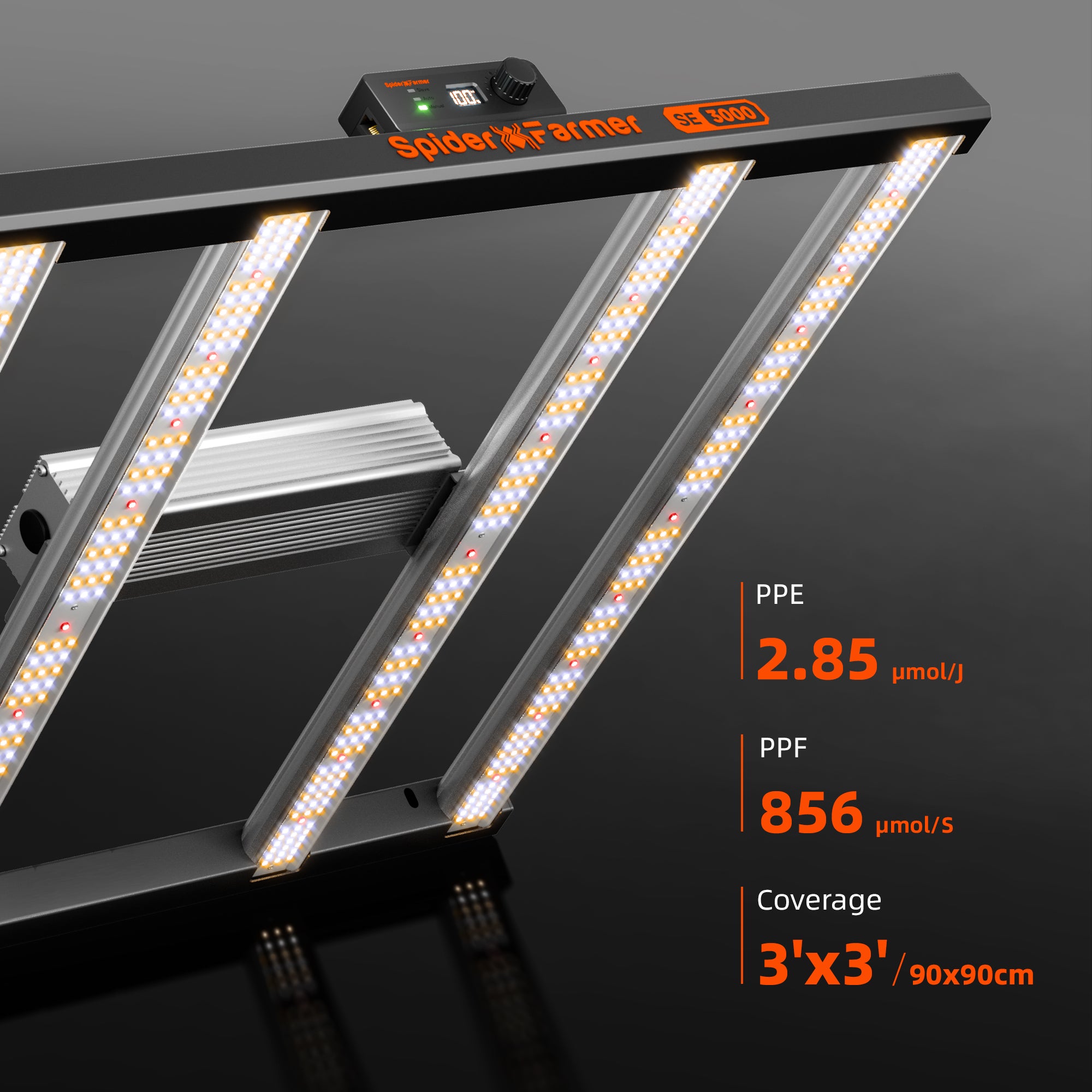 Spider Farmer 90x90x180cm Komplettes Growzelt-Set | SE3000 EVO 300W LED-Growlampe | 4-Zoll-Inline-Ventilator mit GGS-Controller (Ventilator für Abluftsysteme)