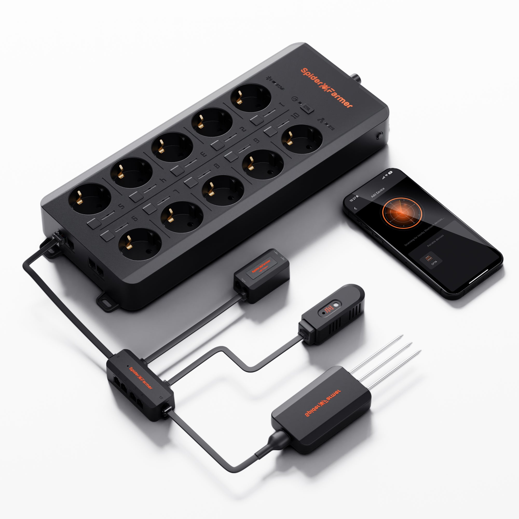 2025 Spider Farmer GGS AC5 Steckdosenleisten-Sets mit Next-Gen 6" Clip-Lüfter & 4" Inline-Lüfter (mit RJ12-Anschluss), Lüftungskanälen und Kohlefilter-Sets (Leuchte nicht enthalten)