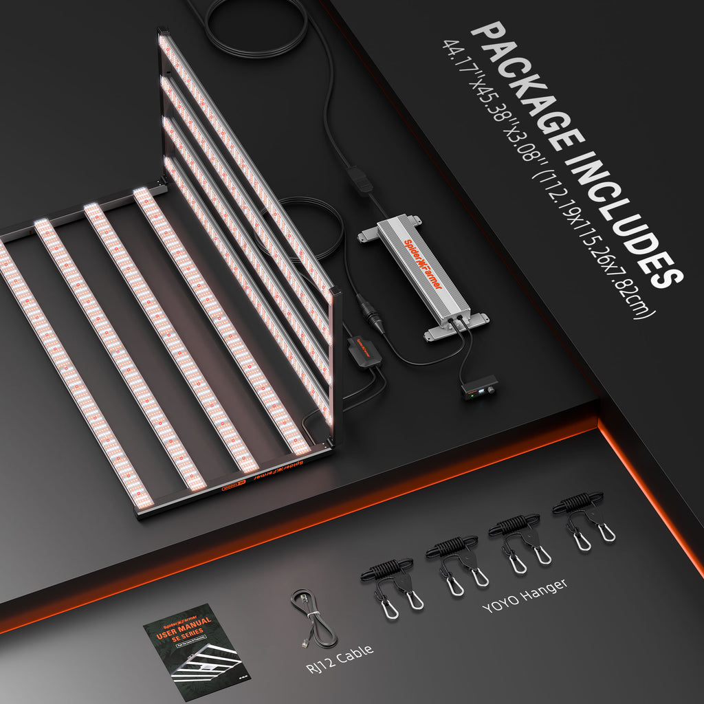 Spider Farmer SE5000 480W LED-Pflanzenlampe mit Samsung LM301H EVO, dimmbar, Vollspektrum, Bluetooth- und WLAN-Steuerung per App