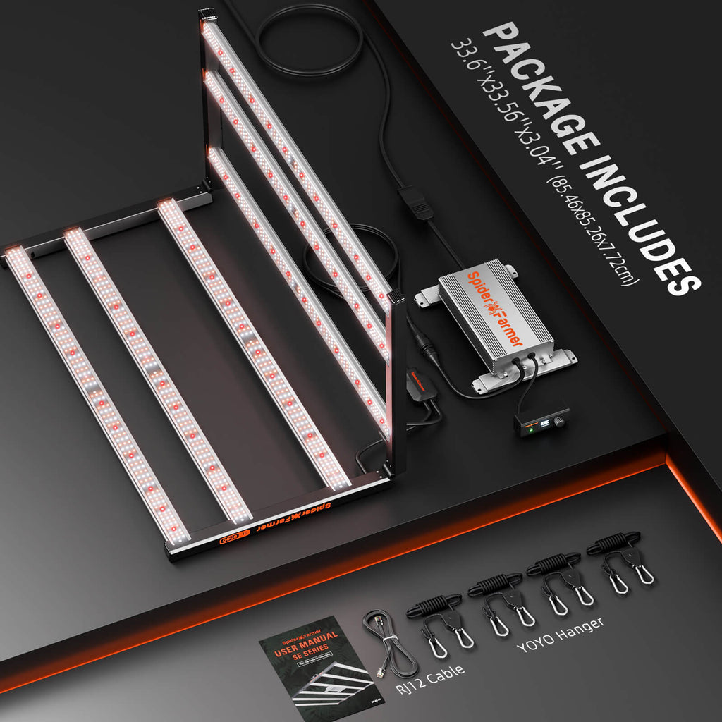 Spider Farmer 120x120x200cm Komplettes Growzelt-Set | SE5000 EVO 480W LED-Growlampe | Neues 6"-Belüftungssystem mit GGS-Controller