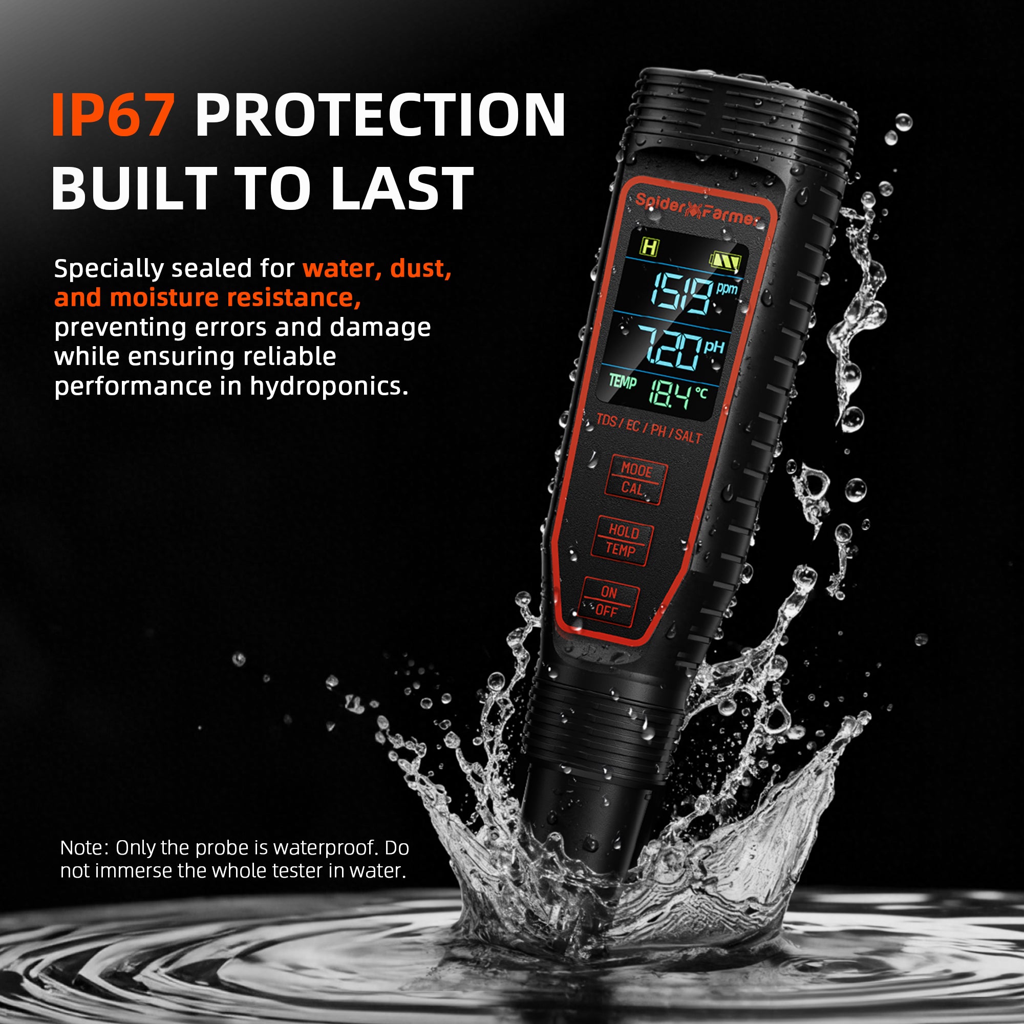 Spider Farmer® 5-in-1 pH-Messgerät-Set für Hydrokultur