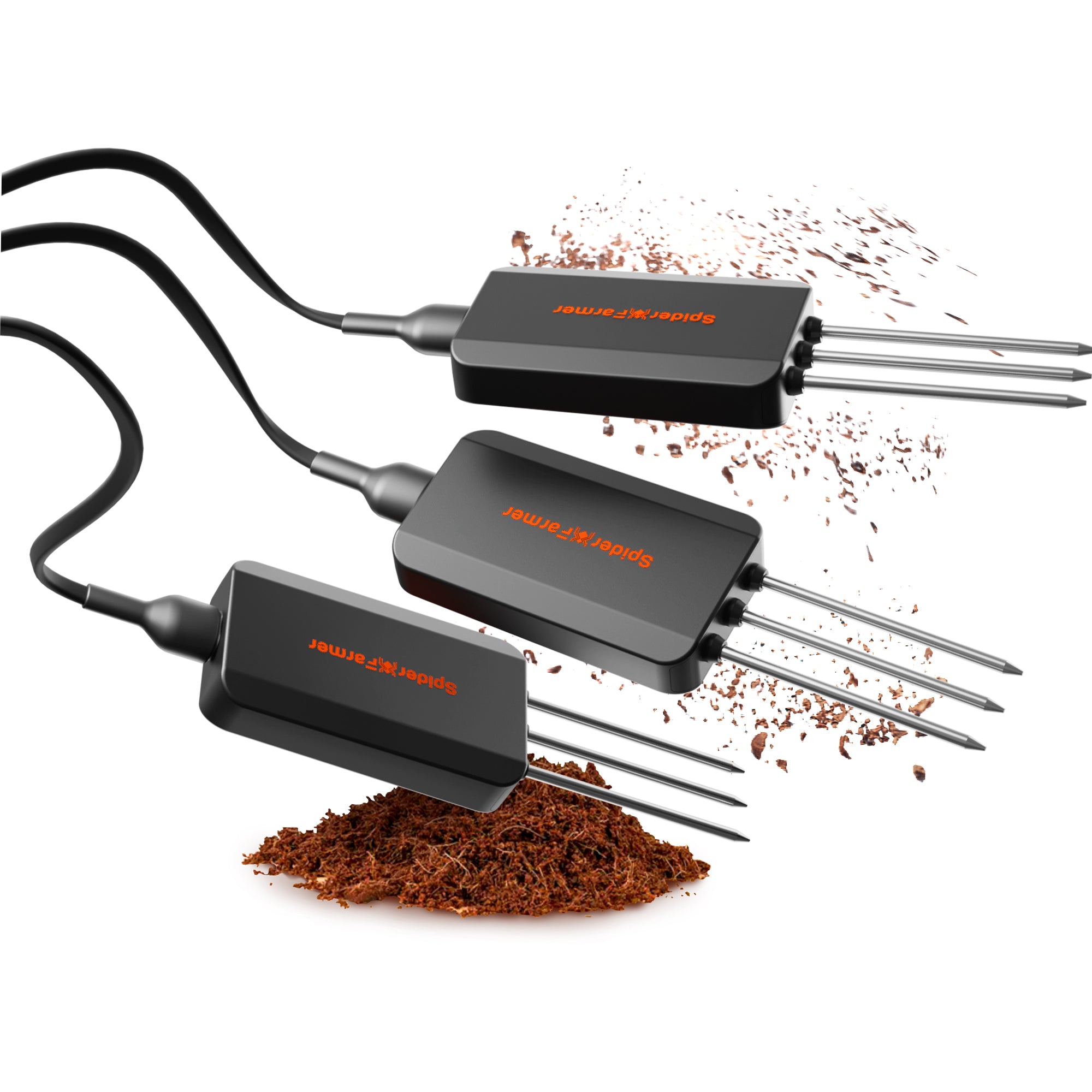 2025 Spider Farmer 3 Stück GGS Smart 3-in-1 Bodensensor Pro | Präzise Tropfbewässerungssteuerung, Substratauswahl, Echtzeitüberwachung von Boden-EC, Temperatur und Feuchtigkeit