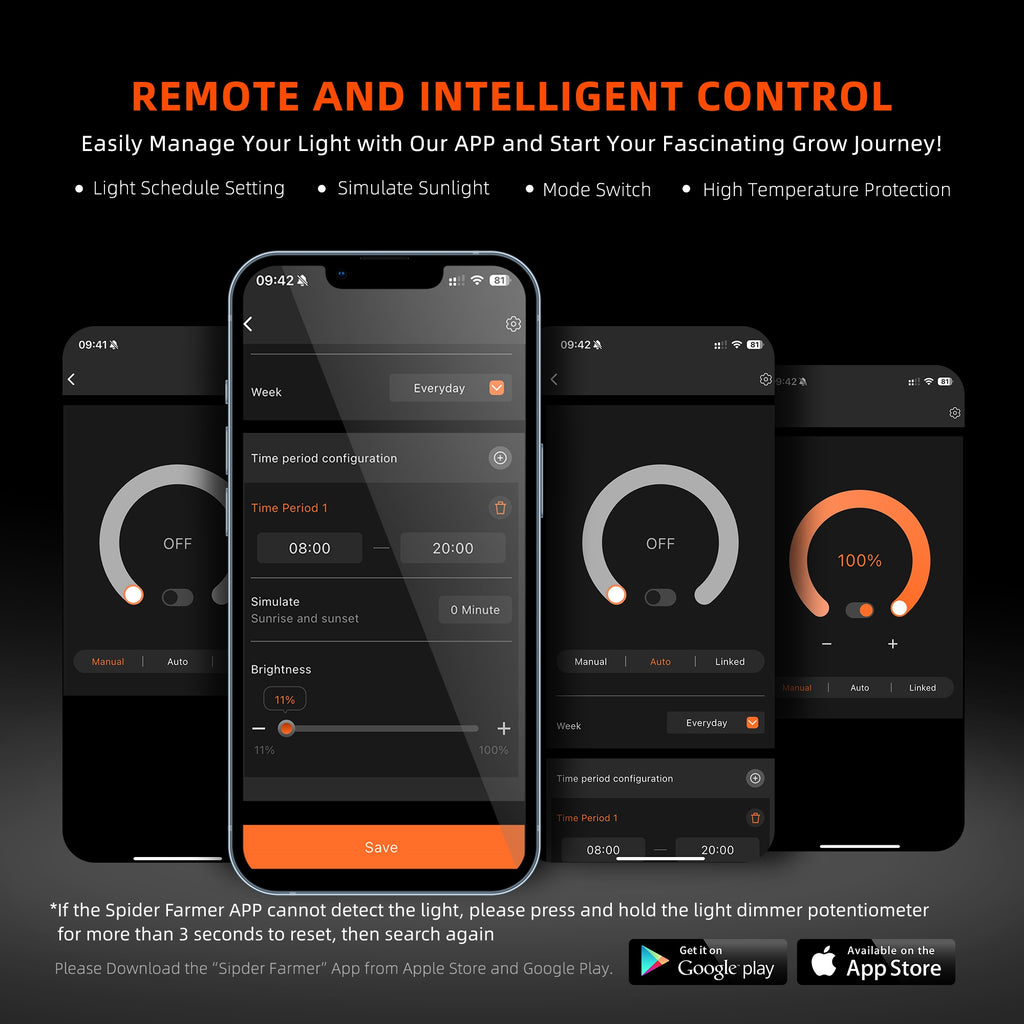 Spider Farmer® 90x90cm Komplettes Growzelt-Set (neueste Version 2025) | G3000 WLAN- und Bluetooth-App-gesteuerte LED-Pflanzenlampe | 15 cm Clip-Ventilator | 10 cm Belüftungssystem mit GGS-Controller