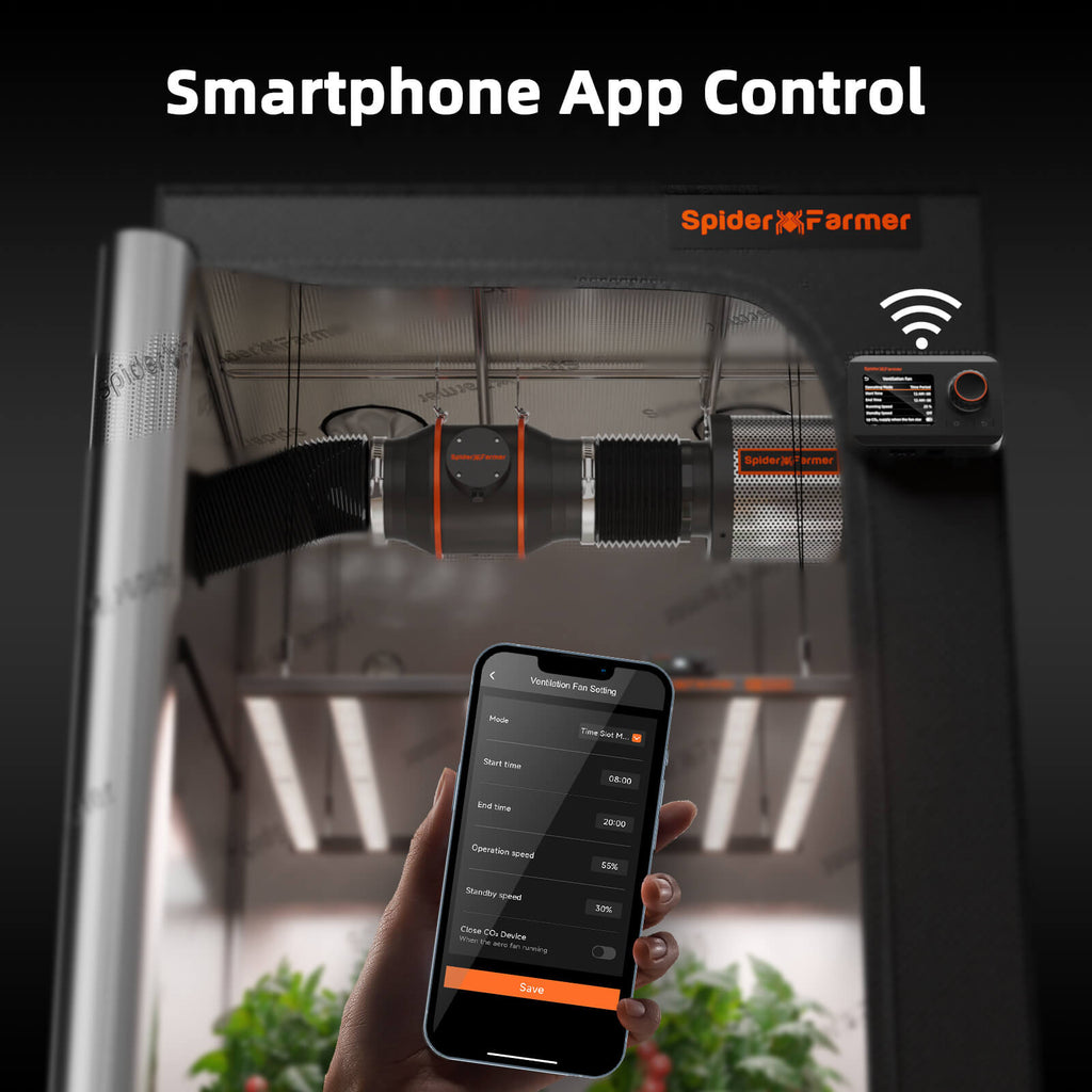 Spider Farmer 120x120x200cm Komplettes Growzelt-Set | SE5000 EVO 480W LED-Growlampe | Neues 6"-Belüftungssystem mit GGS-Controller