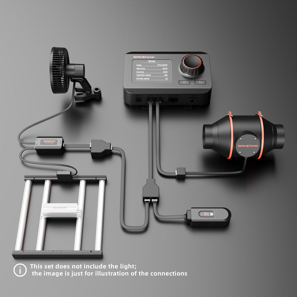 Spider Farmer GGS Controller-Kits 2025 mit Next-Gen 6"-Clip-Lüfter und 4"-Inline-Lüfter (mit RJ12-Anschluss), Luftkanälen und Kohlefilter-Kits (Beleuchtung nicht enthalten)