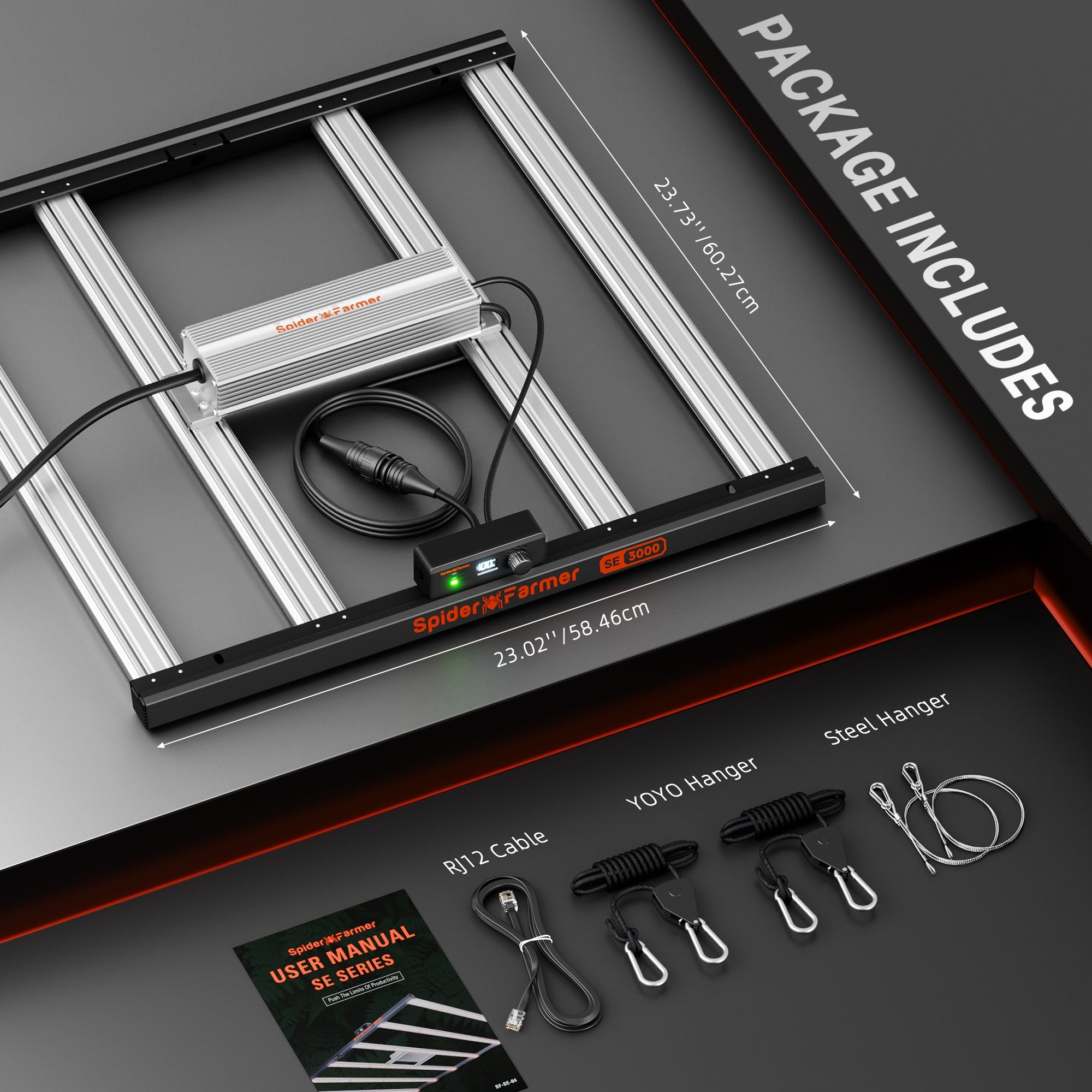 Spider Farmer SE3000 300W LED-Pflanzenlampe mit Samsung LM301H EVO Vollspektrum, Bluetooth- und WLAN-Steuerung per App