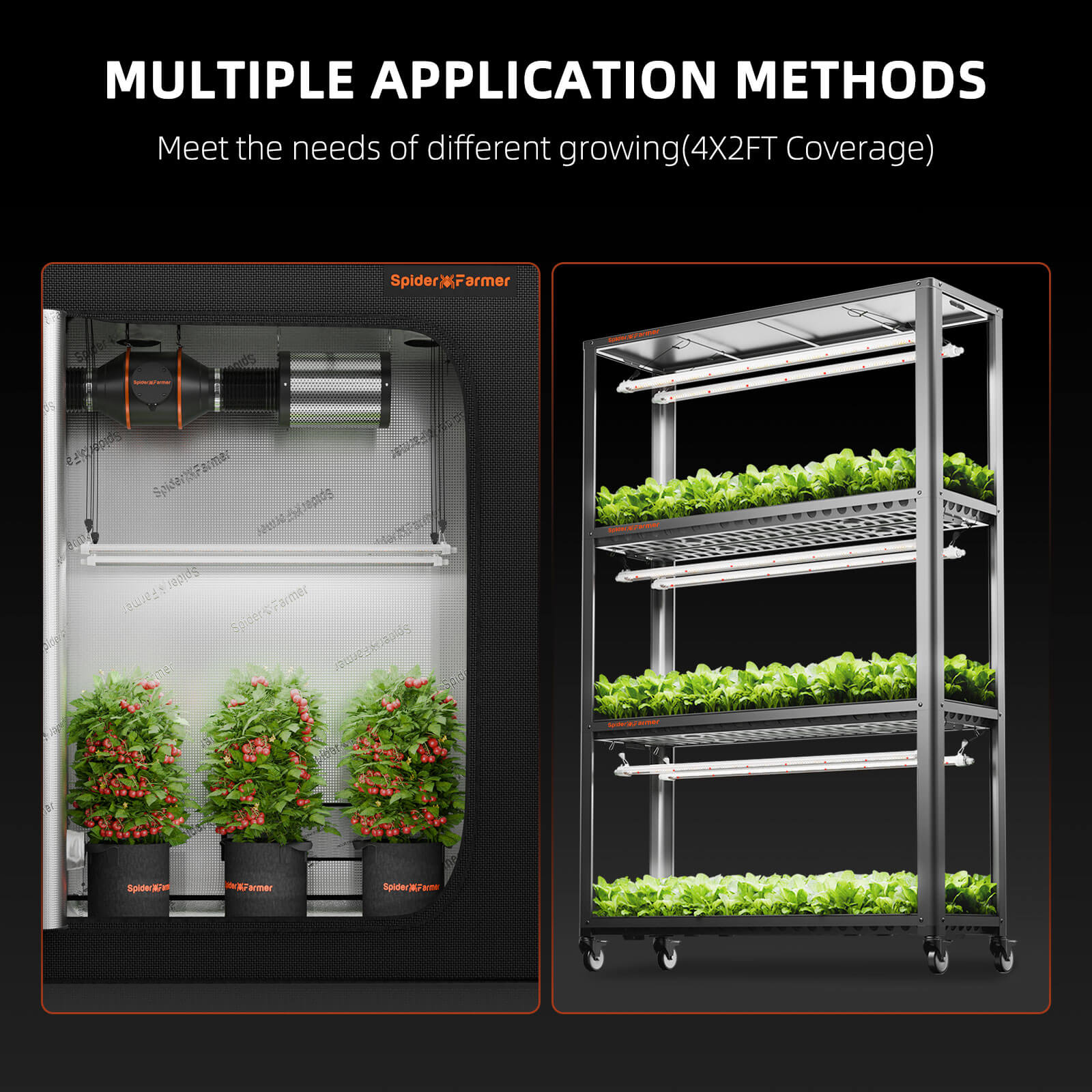 2025: Spider Farmer® Glow80 80W LED-Pflanzenlampen, Vollspektrum, IP65 wasserdicht, mehrere Lampen koppelbar für Zimmerpflanzen, Sukkulenten, Stecklinge, Wachstums- und Blütephase