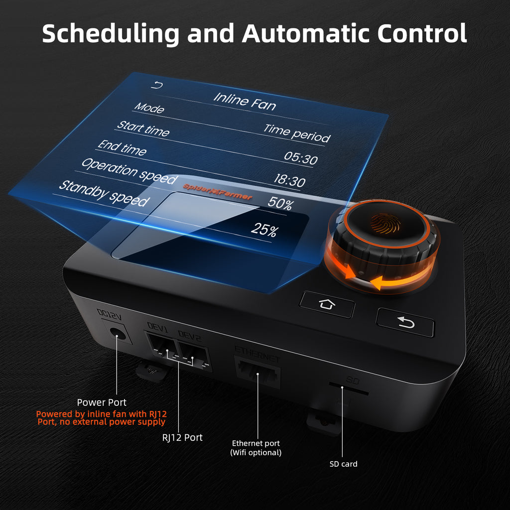 2025 Neuer Spider Farmer 150 mm 6 Zoll Inline-Ventilator 402 CFM mit GGS-Controller für Growzelte (Abluftventilator)