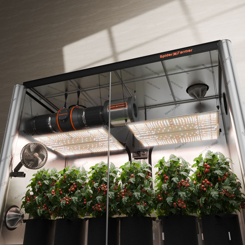 Spider Farmer® 2025 Komplettes Growzelt-Set (120 x 240 x 200 cm) | 2 x SF4000 Vollspektrum-LED-Pflanzenlampen (neueste Version) | 15 cm Clip-Ventilator | 15 cm Belüftungssystem mit Feuchtigkeits- und Temperaturregler