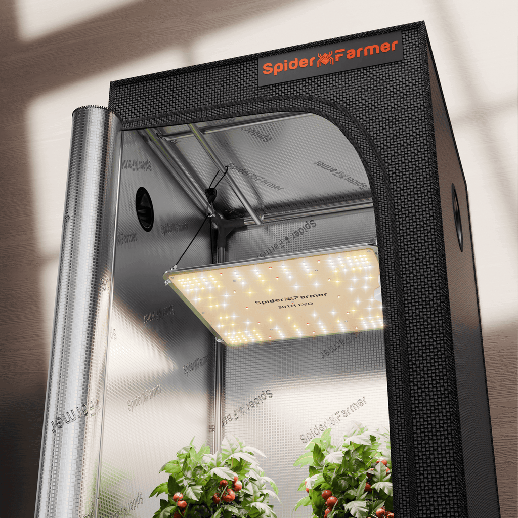 2025 Spider Farmer 70x70x160cm Growzelt mit SF1000 100W LED-Pflanzenlampe