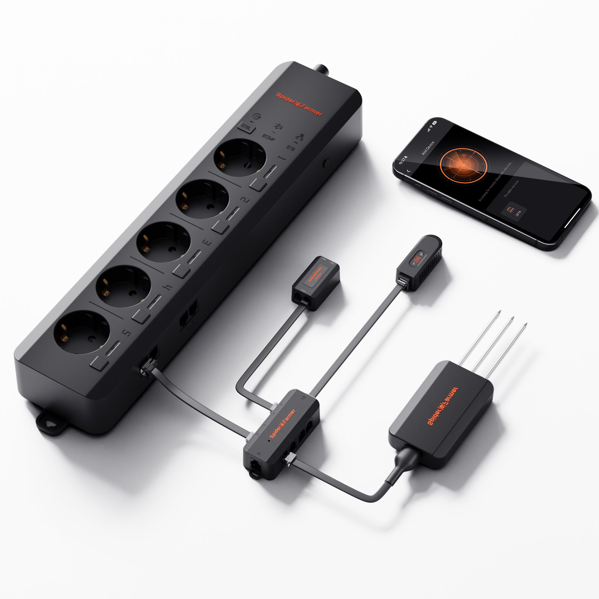 Aktualisierte neue Version | 2025 Spider Farmer GGS AC5 Mehrfachsteckdose mit 5 Anschlüssen für Klimasteuerung im Grow-Zelt – mit Temperatur-, Luftfeuchtigkeits- und VPD-Messung, Zeitsteuerung, Verlaufsdaten, Bluetooth & WLAN