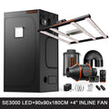 Spider Farmer 90x90x180cm Komplettes Growzelt-Set | SE3000 EVO 300W LED-Growlampe | 4-Zoll-Inline-Ventilator mit GGS-Controller (Ventilator für Abluftsysteme)