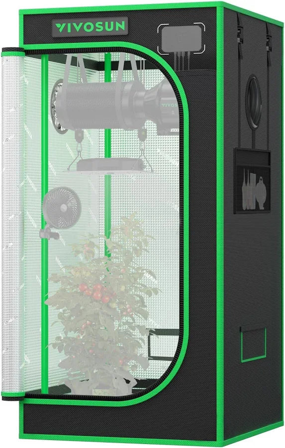 Vivosun Growbox Pro 80x80x160cm P276, für 1-2 Pflanzen, großes Frontfenster
