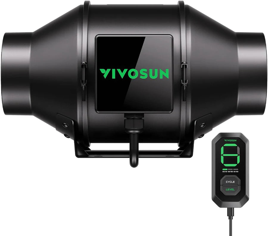 Vivosun AeroZesh G4 Rohrventilator 10 cm mit E12-Drehzahlregler, PWM-gesteuerter EC-Ventilator für Growbox-Belüftung