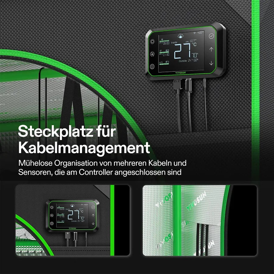 Vivosun  Growbox Komplettset GIY-27 80x80x160cm,  für 2 Pflanzen, mit 100W VS1000 LED Pflanzenlampe, 10 cm Belüftungskombination