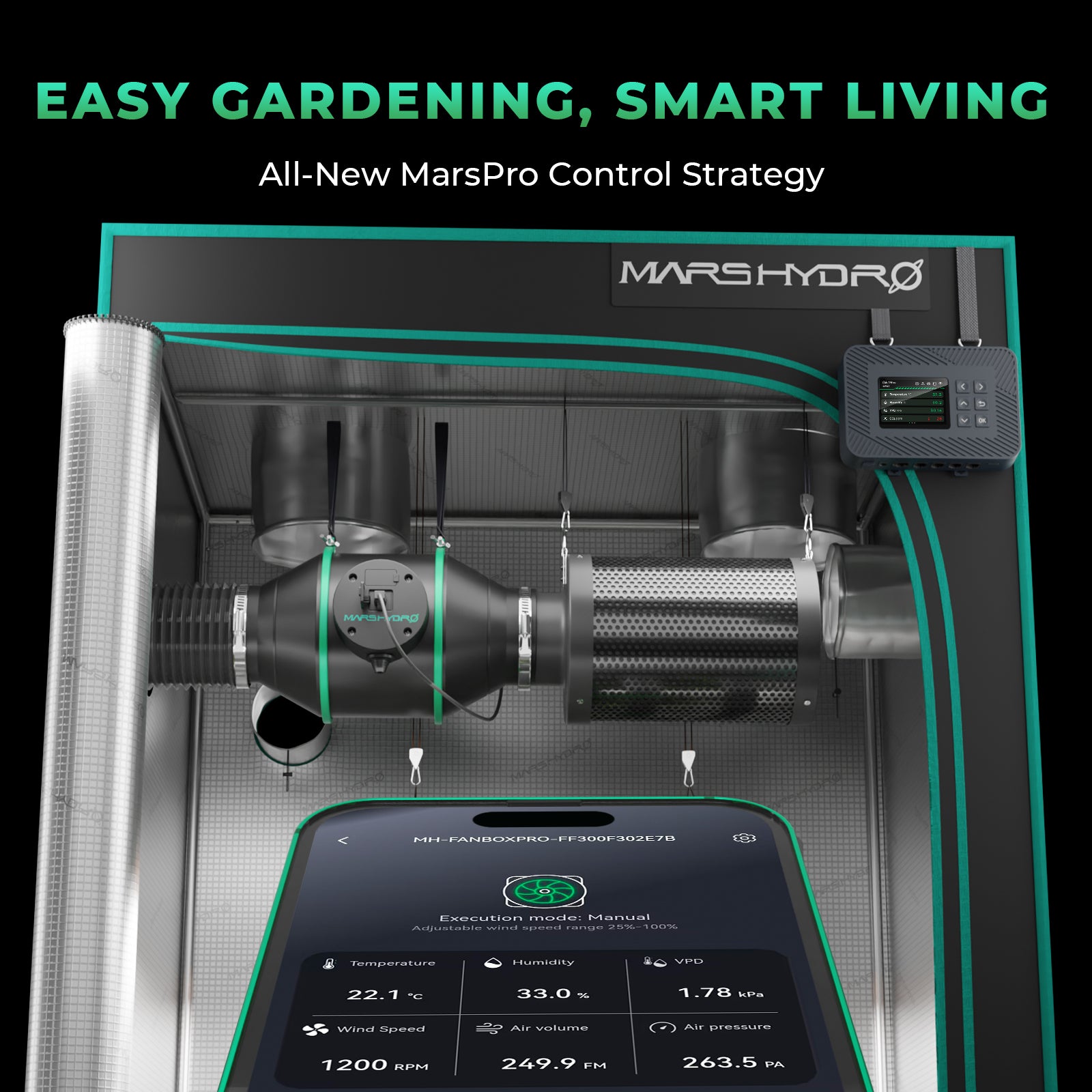 Mars Hydro FC4000-EVO LED-Wachstumslampe + 120 x 60 x 180 cm Komplettes Zuchtzelt-Set mit iControl Smart Controller(Vorbestellen bis zum 30. November.)