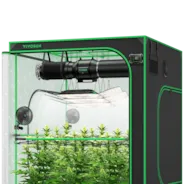 Vivosun Smart Growbox Komplettset GIY-SGS-55 Pro 150 x 150 x 200 cm, Komplettsystem für 6 Pflanzen, mit WiFi E42A Controller, 3 x 200W AeroLight Wing LED Pflanzenlampe, 15 cm AeroZesh T6 Abluftset und AeroWave E6 Gen2 Gen2 Clip Fan