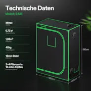 Vivosun Growbox 120x60x150cm S425, für 2-4 Pflanzen, 600D lichtdichtes Oxford-Gewebe, für den Indoor-Pflanzenanbau