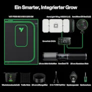 Vivosun Smart Growbox Komplettset GIY-SGS-55 Pro 150 x 150 x 200 cm, Komplettsystem für 6 Pflanzen, mit WiFi E42A Controller, 3 x 200W AeroLight Wing LED Pflanzenlampe, 15 cm AeroZesh T6 Abluftset und AeroWave E6 Gen2 Gen2 Clip Fan