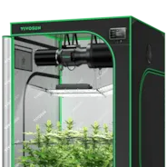 Vivosun Smart Growbox Komplettset GIY-SE-44 120 x 120 x 200 cm, 4-Pflanzen Komplettsystem mit WLAN-E42A-Controller, 2x 200W AeroLight Wing SE LED Pflanzenlampe und 15cm AeroZesh S6 Abluftset