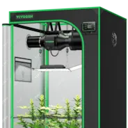 Vivosun Smart Growbox Komplettset GIY-SGS-44 120 x 120 x 200 cm, Komplettsystem für 4 Pflanzen, mit WLAN E42A Controller, 400W AeroLight Wing SE LED Pflanzenlampe und 15 cm AeroZesh G6 Abluftset