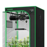 Smart Growbox Komplettset GIY-SE-27 80 x 80 x 160 cm, 2-Pflanzen Komplettsystem mit WLAN-E42A-Controller, 150W AeroLight Wing SE LED Pflanzenlampe und 10cm AeroZesh S4 Abluftset